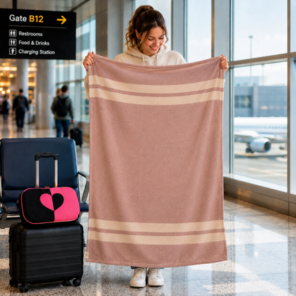Love Organic Cotton Travel Blanket and Eye Mask Set