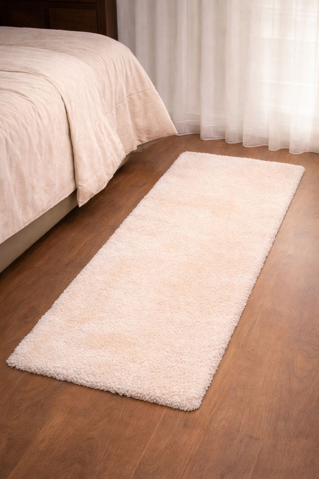 Soft Plush Runner Rug – 22x61 Inch Anti-Slip Hallway & Bathroom Carpet -  White