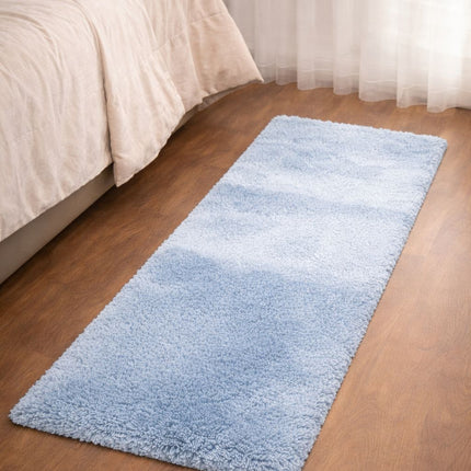 Soft Plush Runner Rug – 22x61 Inch Anti-Slip Hallway & Bathroom Carpet -  Light Blue