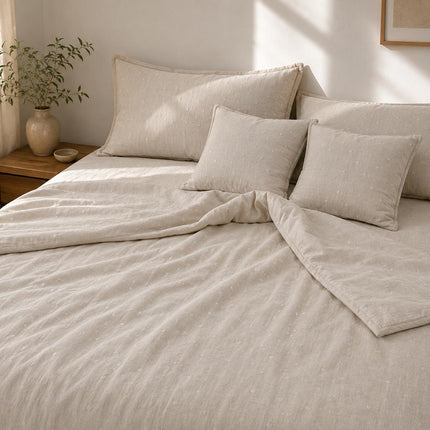 NATURAL BEIGE BED COVER SET