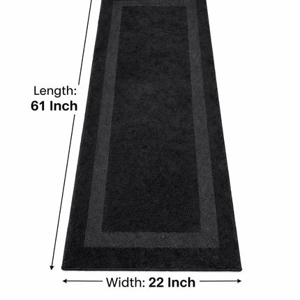 Soft Plush Runner Rug – 22x61 Inch Anti-Slip Hallway & Bathroom Carpet -  Black
