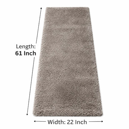 Soft Plush Runner Rug – 22x61 Inch Anti-Slip Hallway & Bathroom Carpet -  Brown
