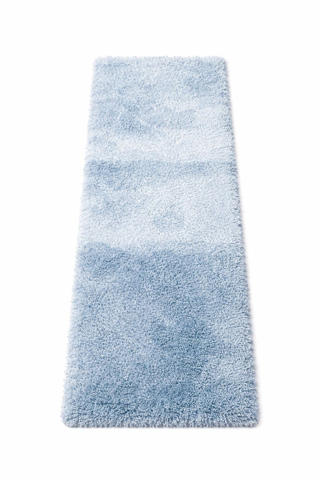 Soft Plush Runner Rug – 22x61 Inch Anti-Slip Hallway & Bathroom Carpet -  Light Blue