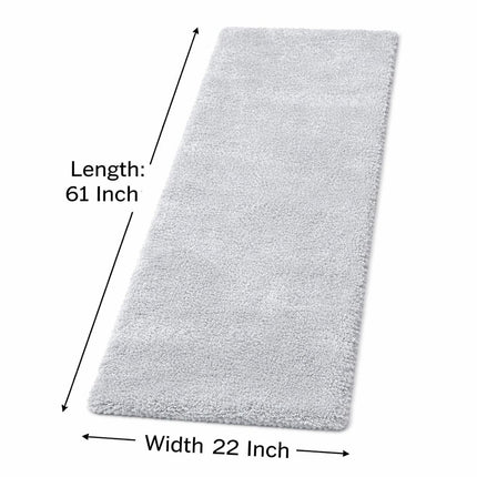 Soft Plush Runner Rug – 22x61 Inch Anti-Slip Hallway & Bathroom Carpet -  Grey