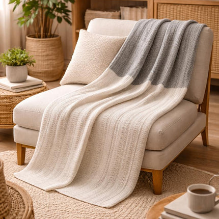 Driftwood Knit Cotton Throw - Cozy Living Room and Bedroom Throws - Throws