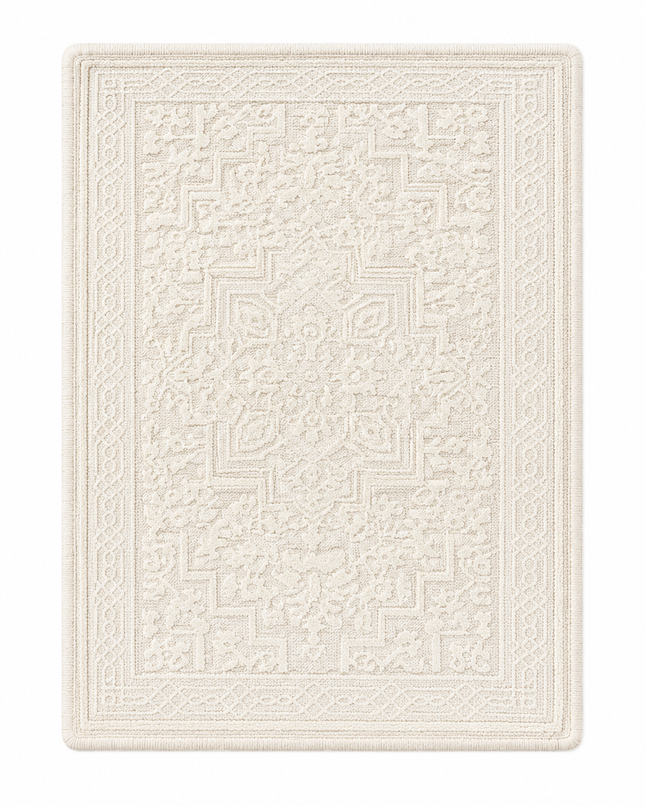 Vintage Cream Bathroom Rug – Foam Plush Cotton Absorbent Bath Mat - 20”x32”