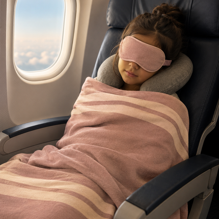 Love Organic Cotton Travel Blanket and Eye Mask Set