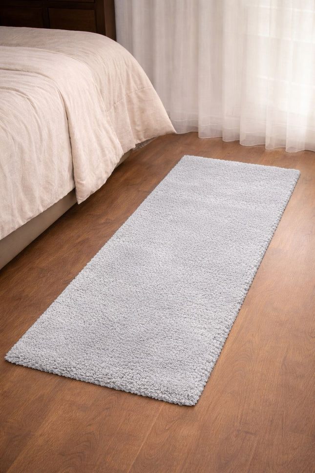 Soft Plush Runner Rug – 22x61 Inch Anti-Slip Hallway & Bathroom Carpet -  Grey