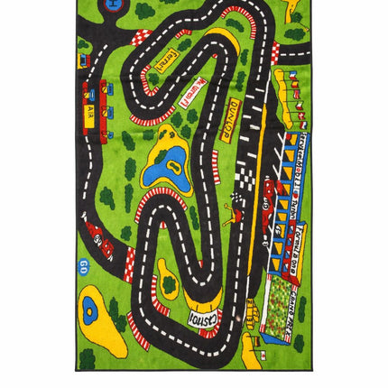 Kids Formula Racing Track Carpet – F1 Style Play Rug with Roads & Cars for Kids Room