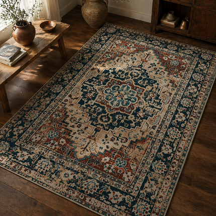Jaipur |  Vintage Persian Style Medallion Area Rug – Neutral Traditional Carpet - 7x5ft