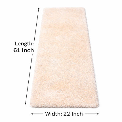 Soft Plush Runner Rug – 22x61 Inch Anti-Slip Hallway & Bathroom Carpet -  White