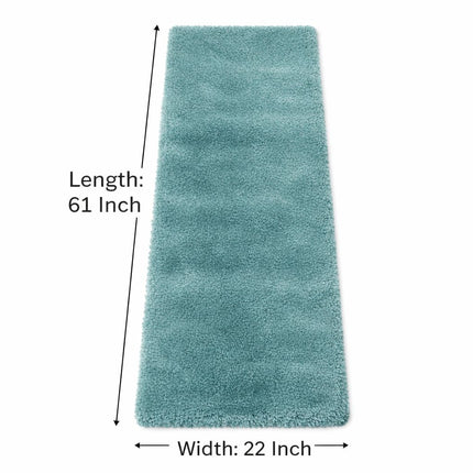 Soft Plush Runner Rug – 22x61 Inch Anti-Slip Hallway & Bathroom Carpet -  Seafoam