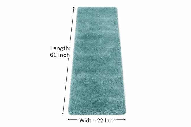 Soft Plush Runner Rug – 22x61 Inch Anti-Slip Hallway & Bathroom Carpet -  Seafoam