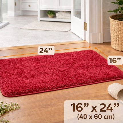 Ruby Plush Bath Mat – Ultra Soft Non-Slip 16" x 24" Bathroom Rug