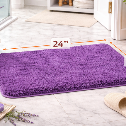 Plum Velvet Plush Bath Mat – Ultra Soft Non-Slip 16" x 24" Bathroom Rug