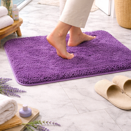 Plum Velvet Plush Bath Mat – Ultra Soft Non-Slip 16" x 24" Bathroom Rug