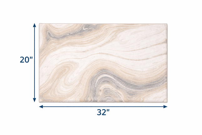 Sand Marble Plush Mat 20" x 32" – Soft Non-Slip Bathroom Rug, Absorbent Marble Pattern Bath Mat, Luxury Neutral Home Decor