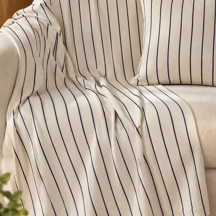 Ivary Navy Pinstripe Throw