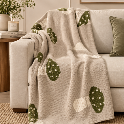 olive floral knit Throw .