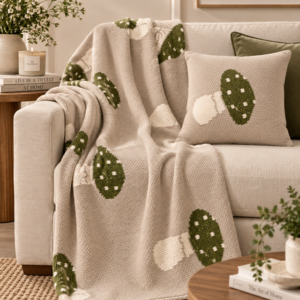 olive floral knit Throw .