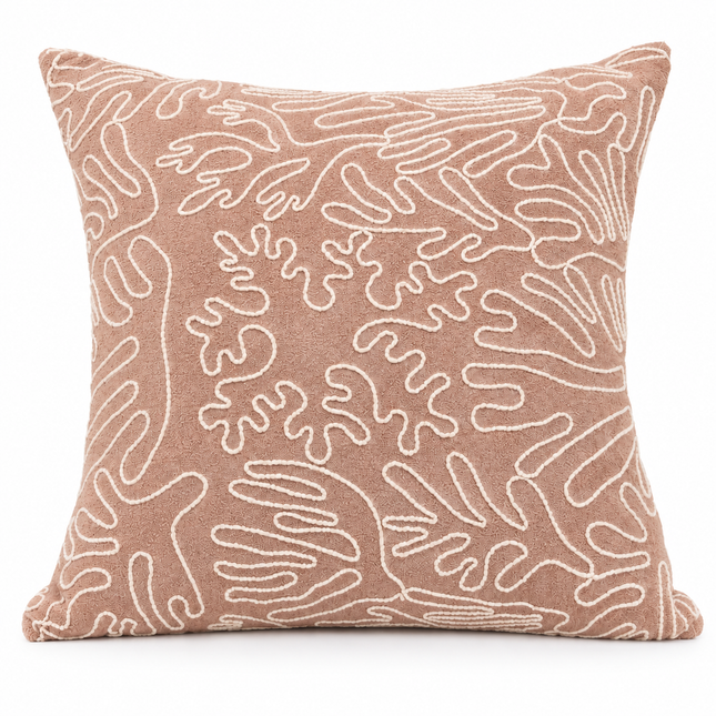 Blush coral Embroidered cushion - 16+16