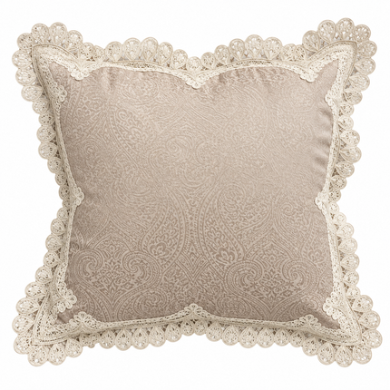 Blush Paisley lace cushion cover 16x16 .