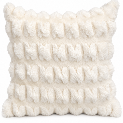 Ivory Plush Textured cushion cover 16x16 .