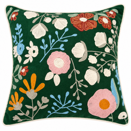 Embroidered Floral cushion cover 16x16.