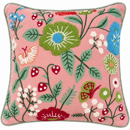 Embroidered Floral cushion cover 16x16.