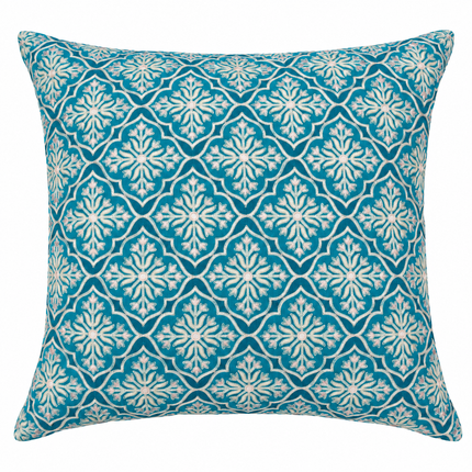 Teal Floral embroidered Cushion cover 16x16.