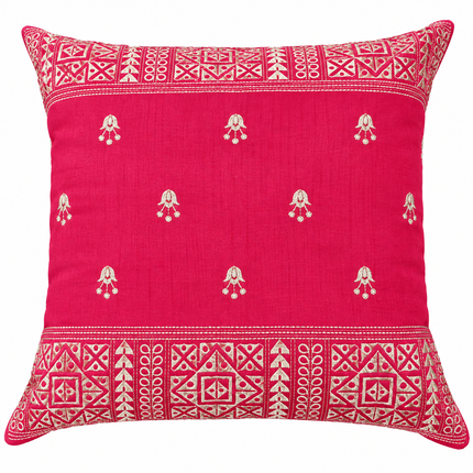 Teal embroidered cushion cover 16x16.