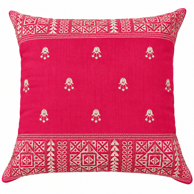 Teal embroidered cushion cover 16x16.