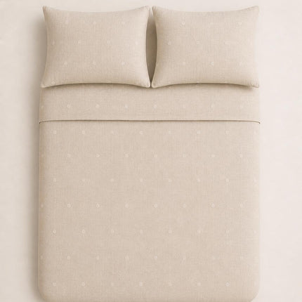 NATURAL BEIGE BED COVER SET