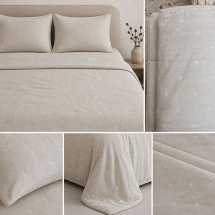 NATURAL BEIGE BED COVER SET