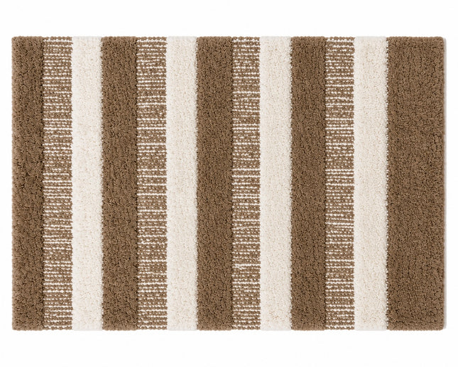 Loom & Linen Stripes Chenille Doormat 20x32”– Soft Absorbent Floor Mat for Entrance, Bedroom & Bathroom