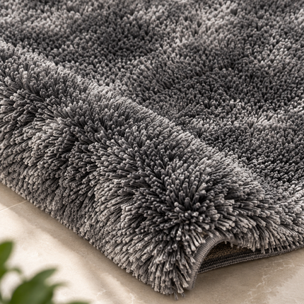 Loom & Linen Plush Shaggy Chenille Doormat – Soft Absorbent Floor Mat for Entrance, Bedroom & Bathroom