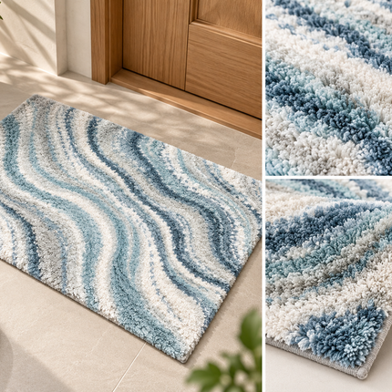 Loom & Linen Marble Chenille Doormat – Soft Absorbent Floor Mat for Entrance, Bedroom & Bathroom