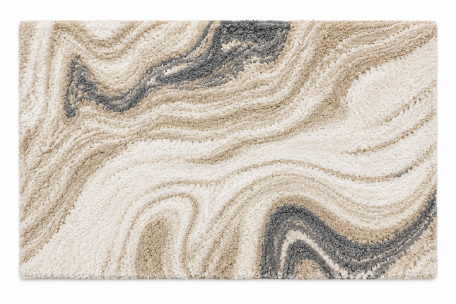 Loom & Linen Marble Chenille Doormat – Soft Absorbent Floor Mat for Entrance, Bedroom & Bathroom - Beige