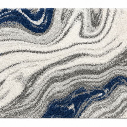 Loom & Linen Marble Chenille Doormat – Soft Absorbent Floor Mat for Entrance, Bedroom & Bathroom - Blue
