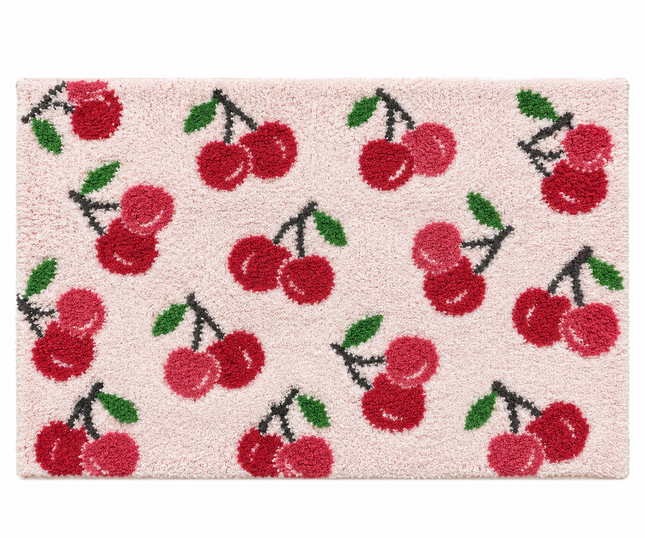 Loom & Linen Cherry Chenille Doormat 20x32”– Soft Absorbent Floor Mat for Entrance, Bedroom & Bathroom