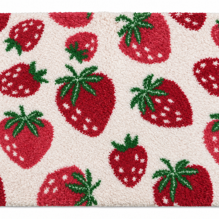 Loom & Linen Strawberry Chenille Doormat 20x32”– Soft Absorbent Floor Mat for Entrance, Bedroom & Bathroom