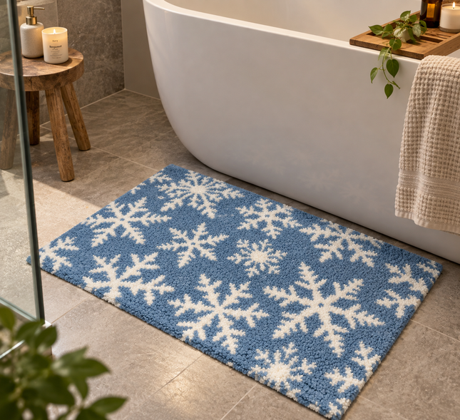 Loom & Linen Snowy Chenille Doormat 20x32”– Soft Absorbent Floor Mat for Entrance, Bedroom & Bathroom