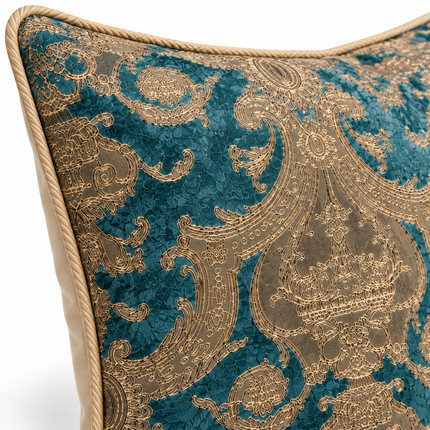 Royal Teal Damask Cushion Cover 16x16
