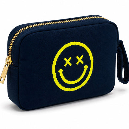 Smiley Organic Cotton Travel Blanket and Eye Mask Set