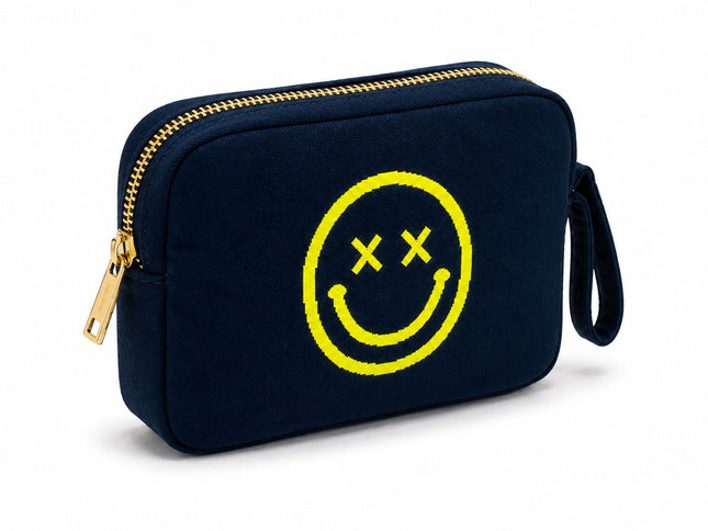 Smiley Organic Cotton Travel Blanket and Eye Mask Set