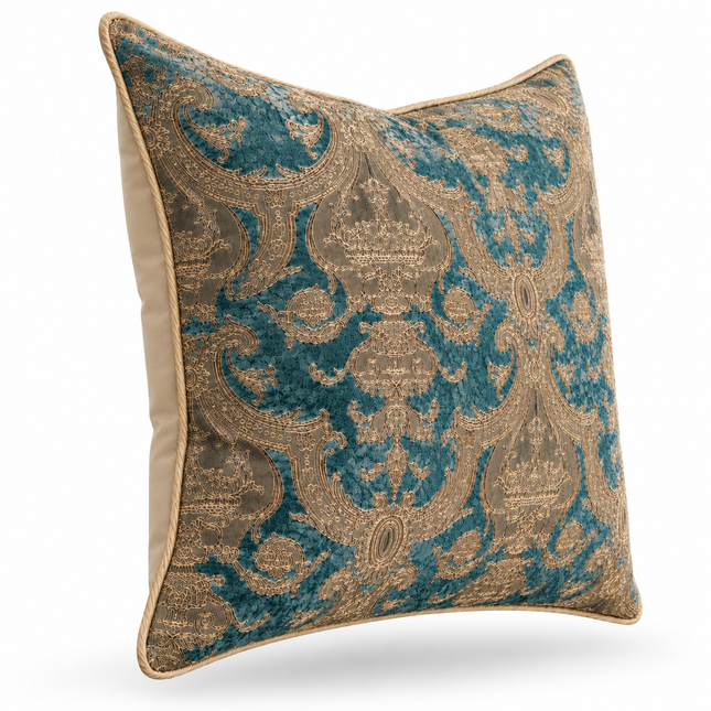 Royal Teal Damask Cushion Cover 16x16