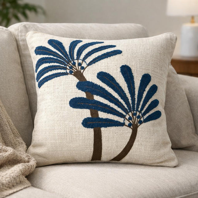 BOHO Cushion Cover - 16x16 - Set of 2 - Blue Palm