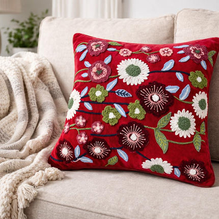 BOHO Cushion Cover - 16x16 - Set of 2 - Red Velvet