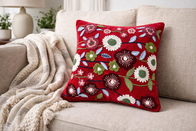 BOHO Cushion Cover - 16x16 - Set of 2 - Red Velvet
