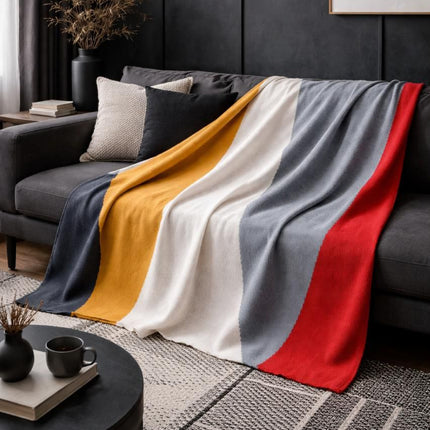 Cotton Throw - Metro Block - Cozy Living Room , Bedroom Throws